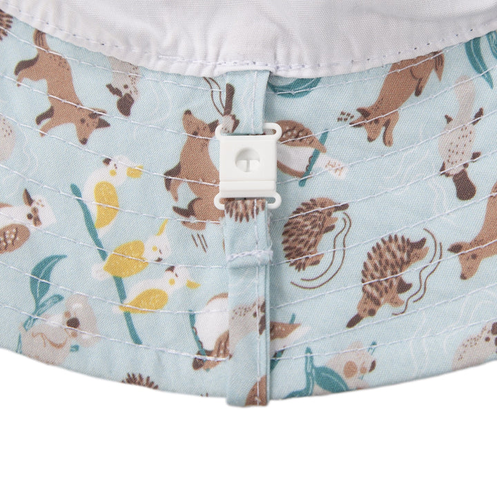 ACORN KIDS - INFANT WIDE BRIM SUNHAT: AUSSIE BUSH FRIENDS [sz:XS - 46CM/0-9 MTHS]