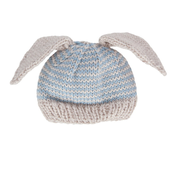 ACORN KIDS - FLOPSY BEANIE: BLUE AND OATMEAL [sz:XXS (0-3 MTHS)]