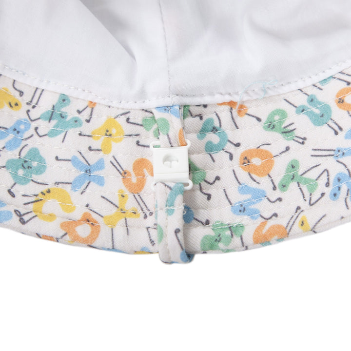 ACORN KIDS - STRETCH COTTON WIDE BRIM SUNHAT: ABC'S [sz:XS - 46CM/0-9 MTHS]