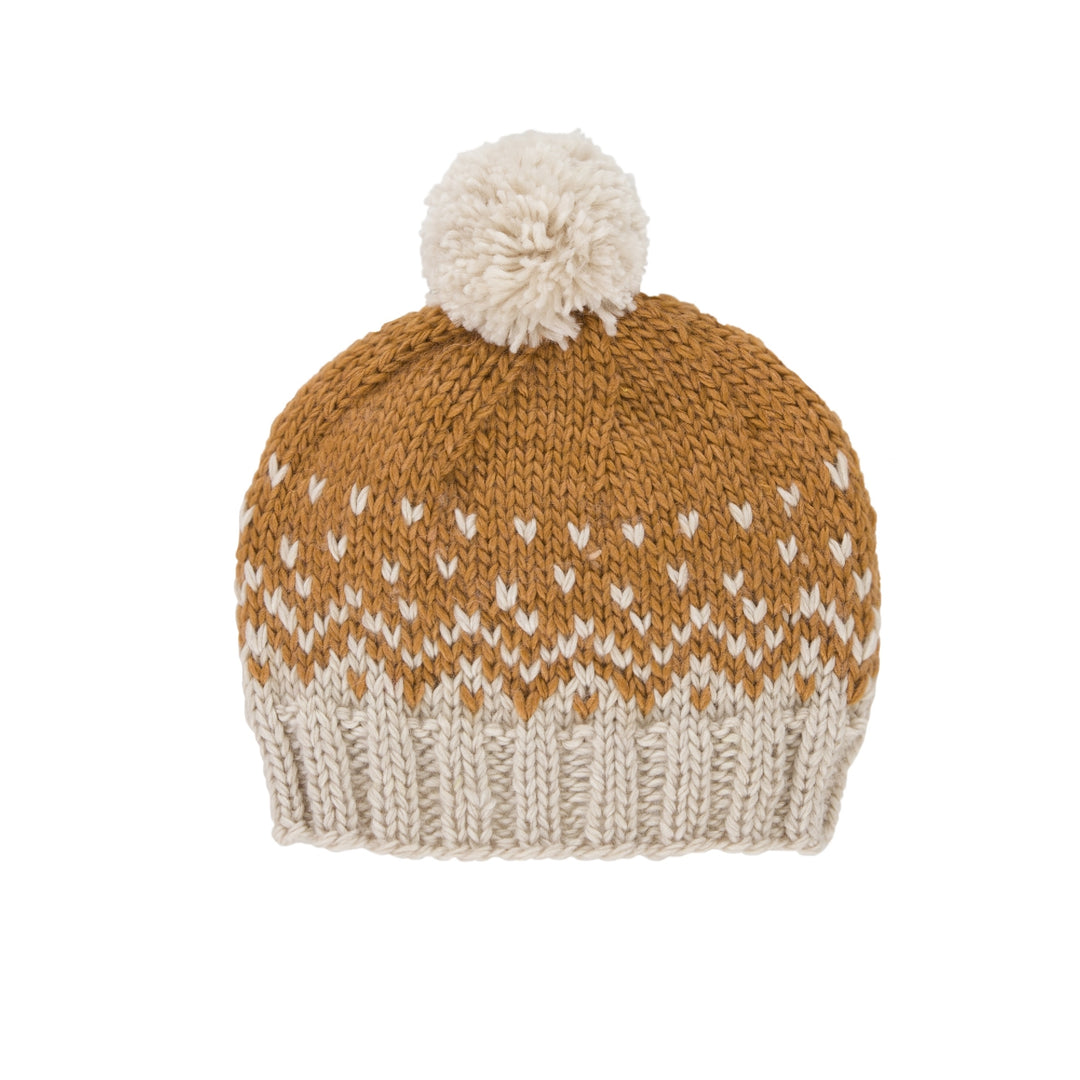 ACORN KIDS - SNOWFLAKE BEANIE: CARAMEL AND OATMEAL [sz:XXS (0-3 MTHS)]