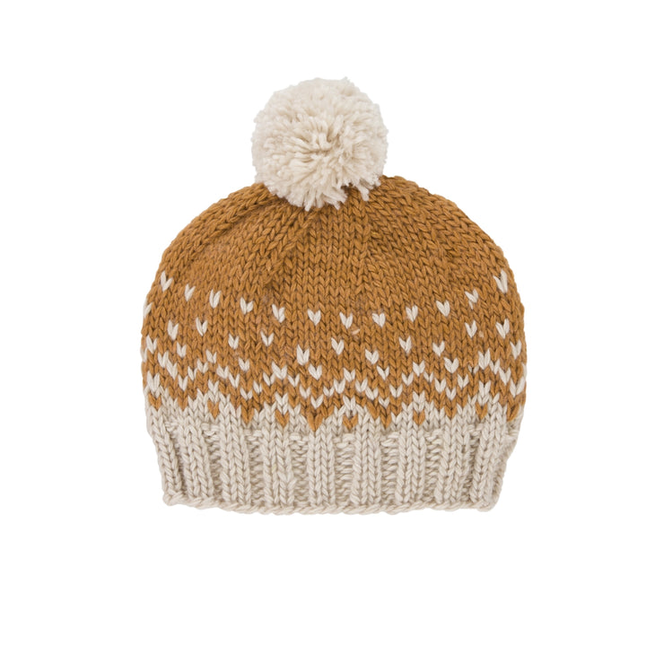 ACORN KIDS - SNOWFLAKE BEANIE: CARAMEL AND OATMEAL [sz:XXS (0-3 MTHS)]