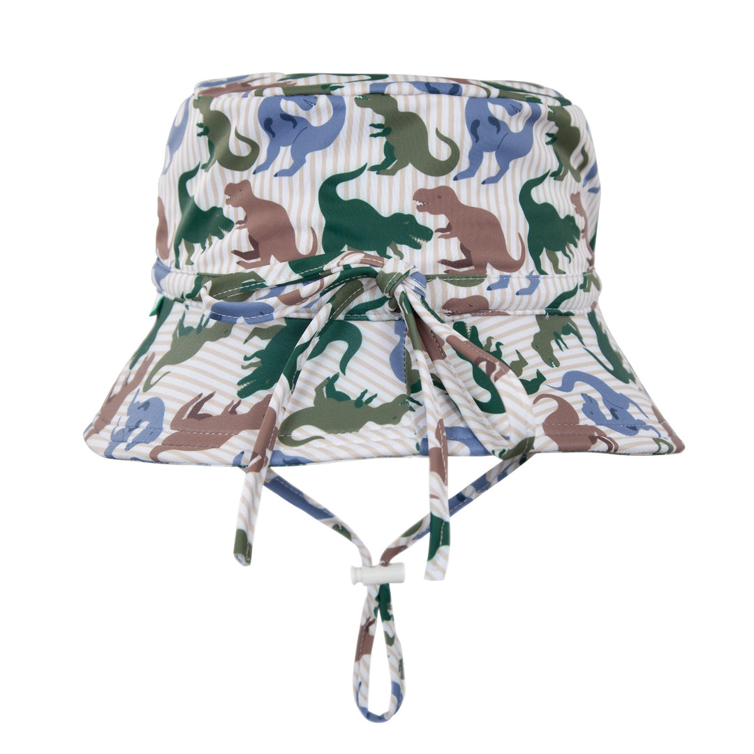 ACORN KIDS - WIDE BRIM BUCKET SWIM HAT: T REX [sz:S - 50CM/9-18 MTHS]