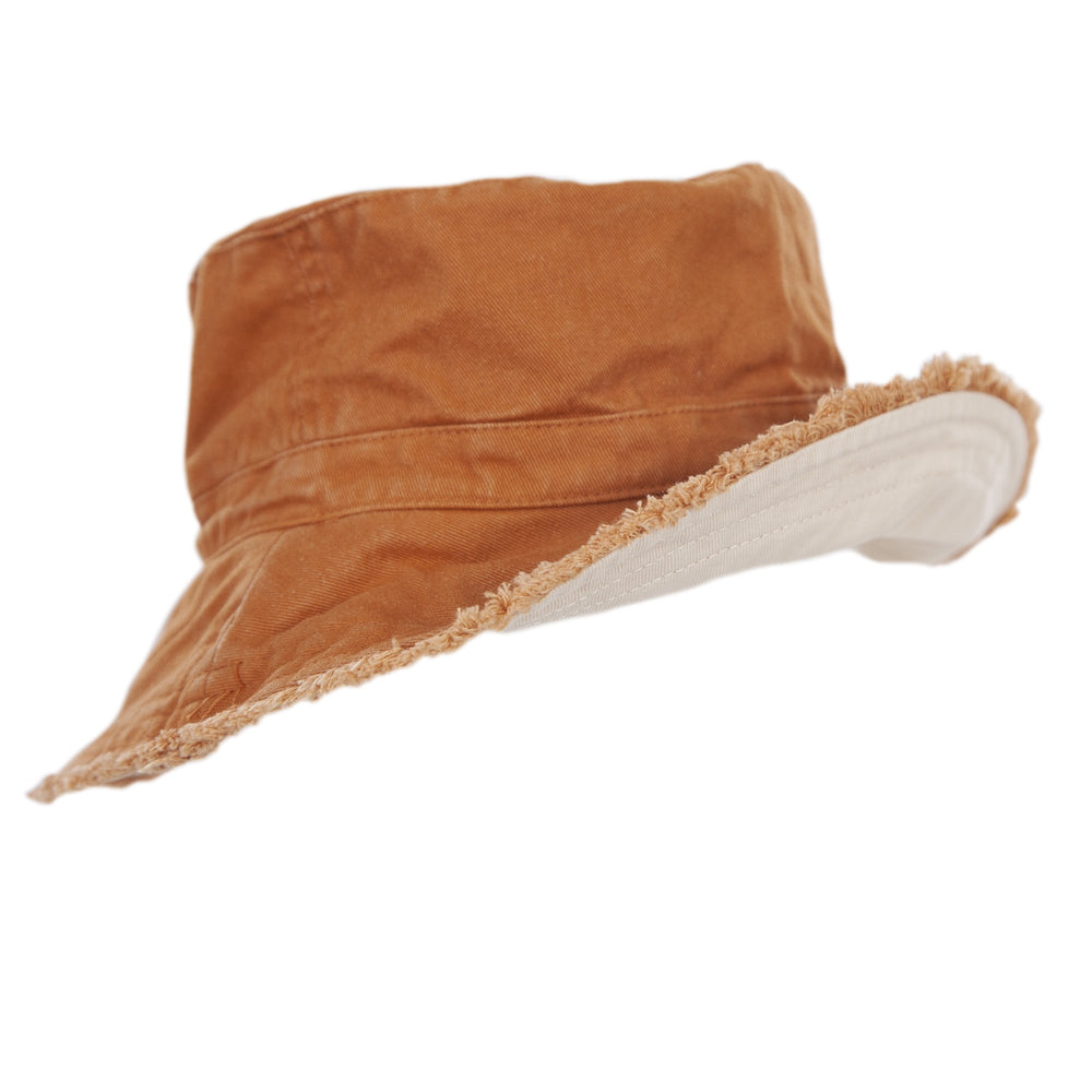 ACORN KIDS - FRAYED BUCKET HAT: CHESTNUT [sz:S - 50CM/9-18 MONTHS]