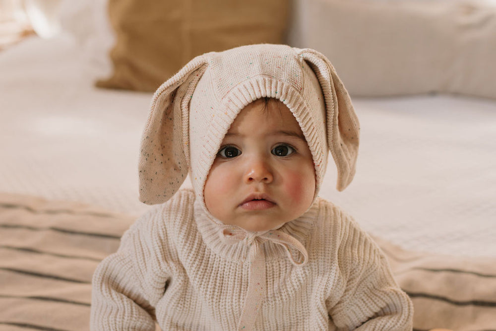 ACORN KIDS - BUNNY BEANIE: CREAM [sz:XXS (0-3 MTHS)]