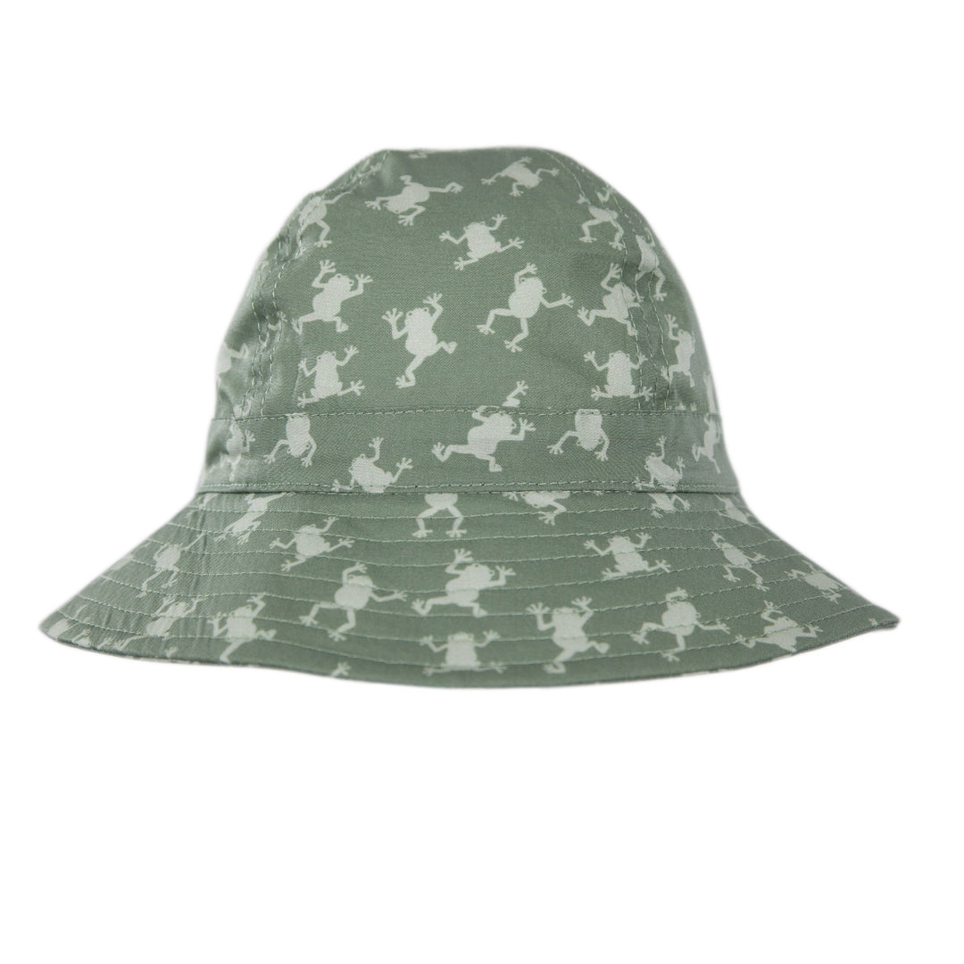 ACORN KIDS - INFANT WIDE BRIM SUNHAT: FROGS [sz:XS - 46CM/0-9 MTHS]