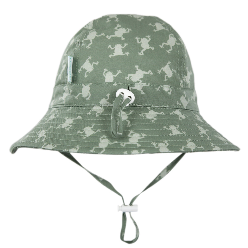 ACORN KIDS - INFANT WIDE BRIM SUNHAT: FROGS [sz:XS - 46CM/0-9 MTHS]