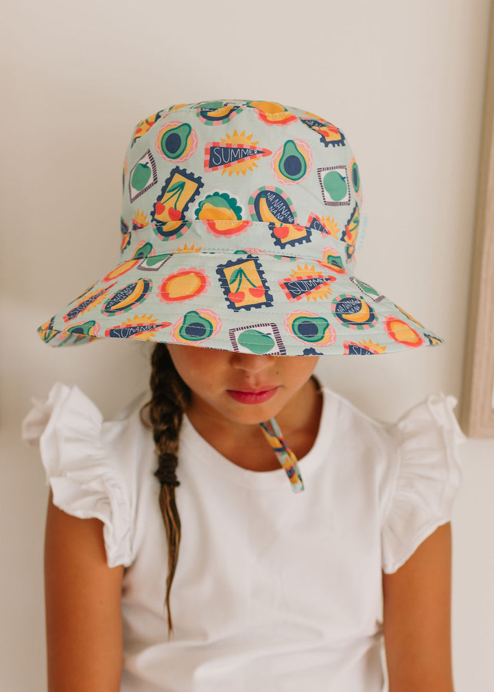 ACORN KIDS - WIDE BRIM BUCKET SUNHAT: ROAD TRIP [sz:S - 50CM/9-18 MTHS]