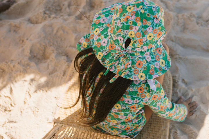 ACORN KIDS - WIDE BRIM SWIM HAT: EDEN [sz:S - 50CM/9-18 MTHS]