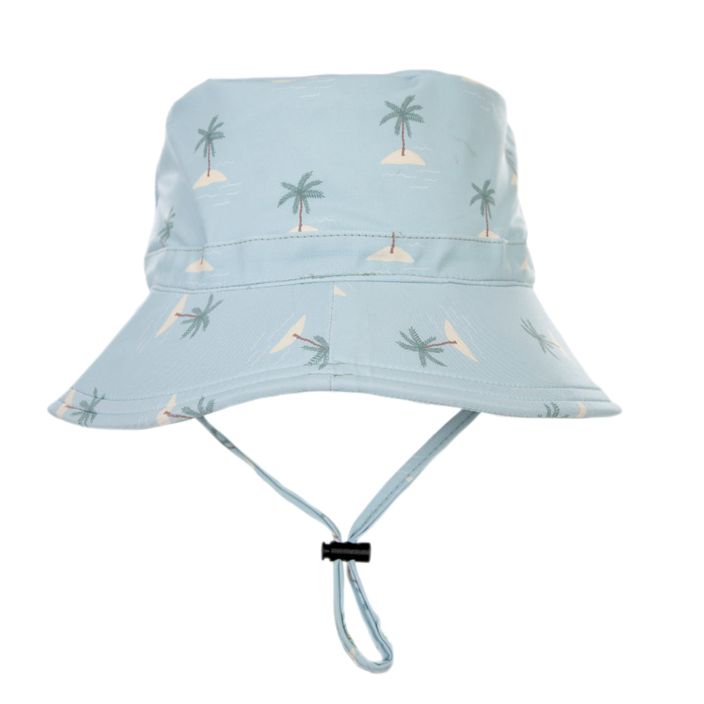ACORN KIDS - ISLAND SWIM BUCKET HAT: BLUE/GREEN/NATURAL [sz:L - 54CM/3-5 YRS]