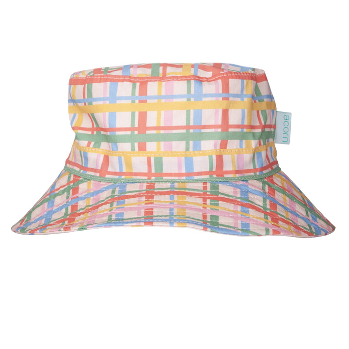 ACORN KIDS - WIDE BRIM BUCKET SUNHAT: PINK PICNIC [sz:S - 50CM/9-18 MTHS]