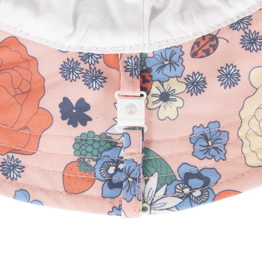 ACORN KIDS - WIDE BRIM SUNHAT: BERRY FLORAL [sz:S - 50CM/9-18 MTHS]