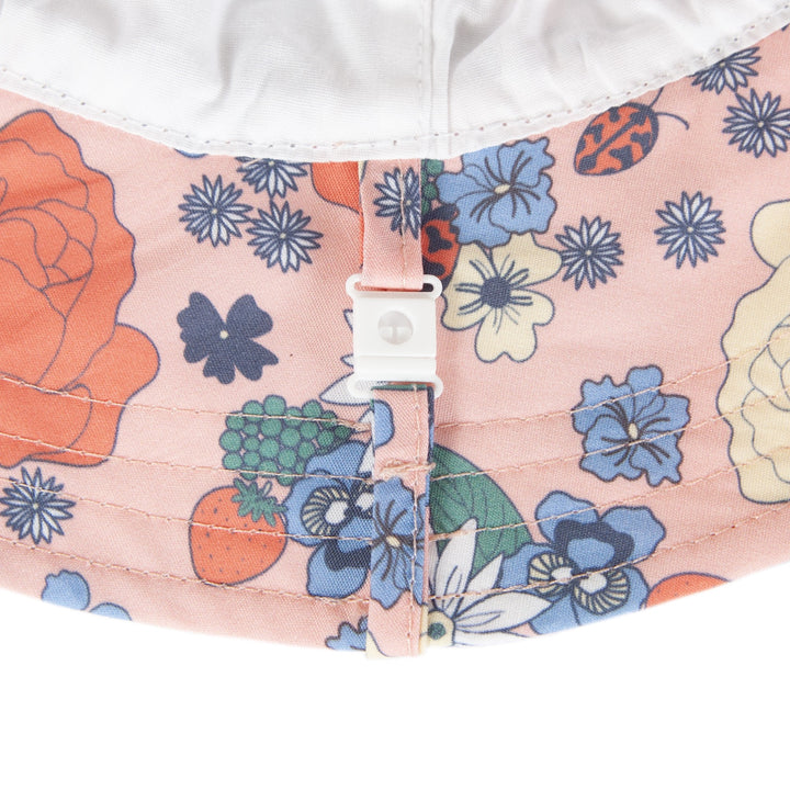ACORN KIDS - WIDE BRIM SUNHAT: BERRY FLORAL [sz:S - 50CM/9-18 MTHS]