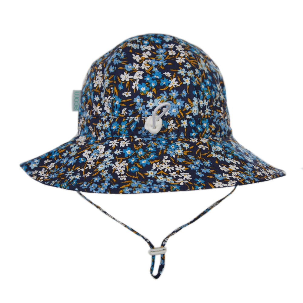 ACORN KIDS - AUBREY FLOPPY HAT: NAVY FLORAL [sz:XL - 56CM/5YR-BIG KID]