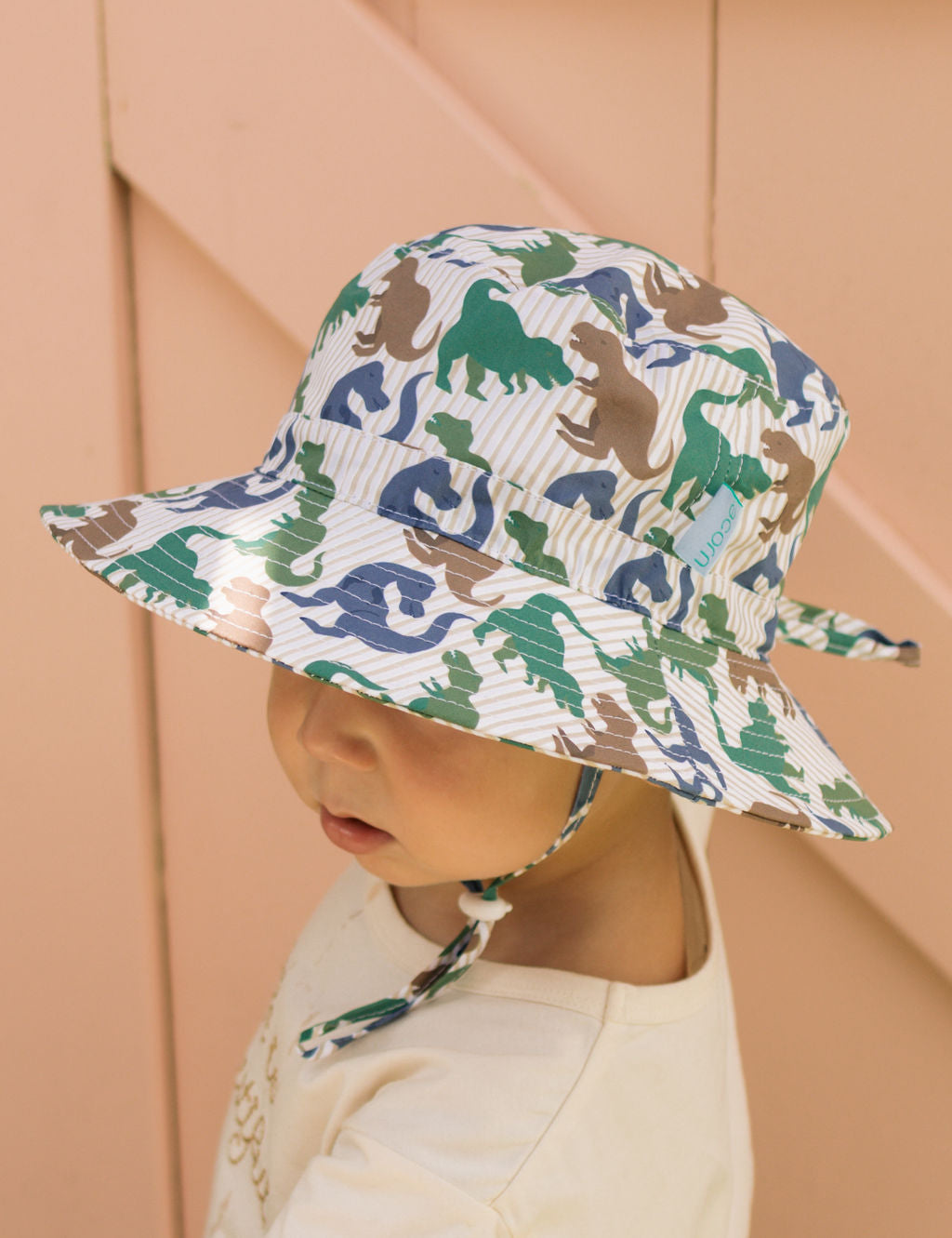 ACORN KIDS - WIDE BRIM BUCKET SUNHAT: T REX [sz:S - 50CM/9-18 MTHS]
