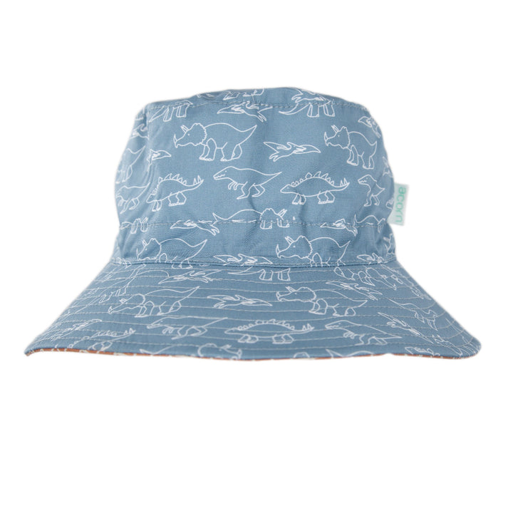 ACORN KIDS - WIDE BRIM BUCKET SUNHAT: SKETCH A SAURUS [sz:S - 50CM/9-18 MTHS]