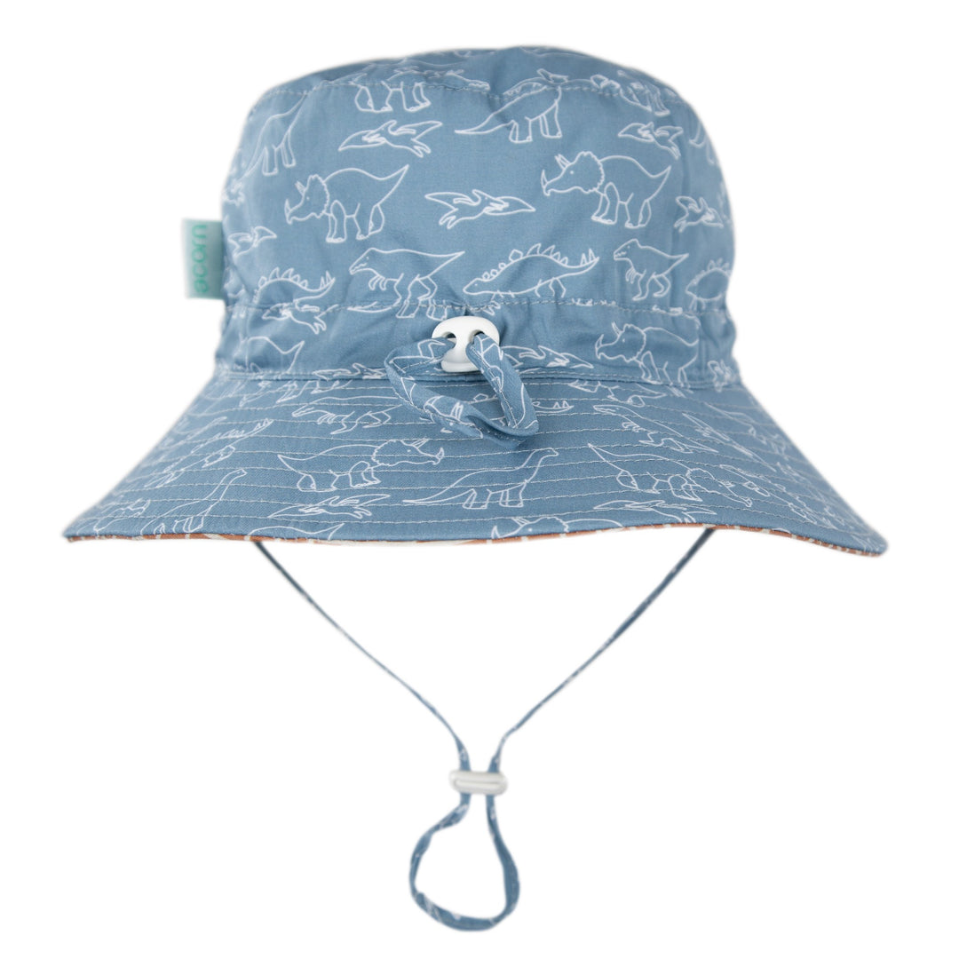 ACORN KIDS - WIDE BRIM BUCKET SUNHAT: SKETCH A SAURUS [sz:S - 50CM/9-18 MTHS]