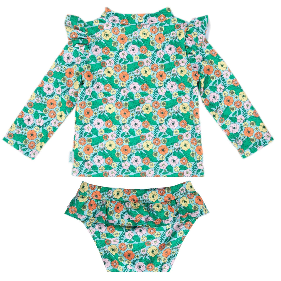 ACORN KIDS - ZIP UPF50+ RASHIE TOP AND SHORTS: EDEN [sz:1 YR]