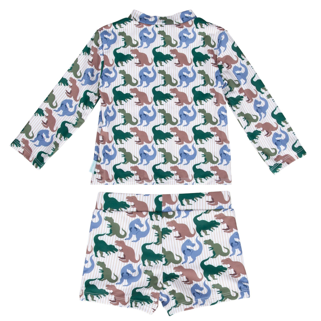 ACORN KIDS - ZIP UPF50+ RASHIE TOP AND SHORTS : T REX [sz:1 YR]