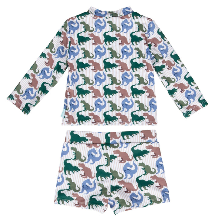 ACORN KIDS - ZIP UPF50+ RASHIE TOP AND SHORTS : T REX [sz:1 YR]
