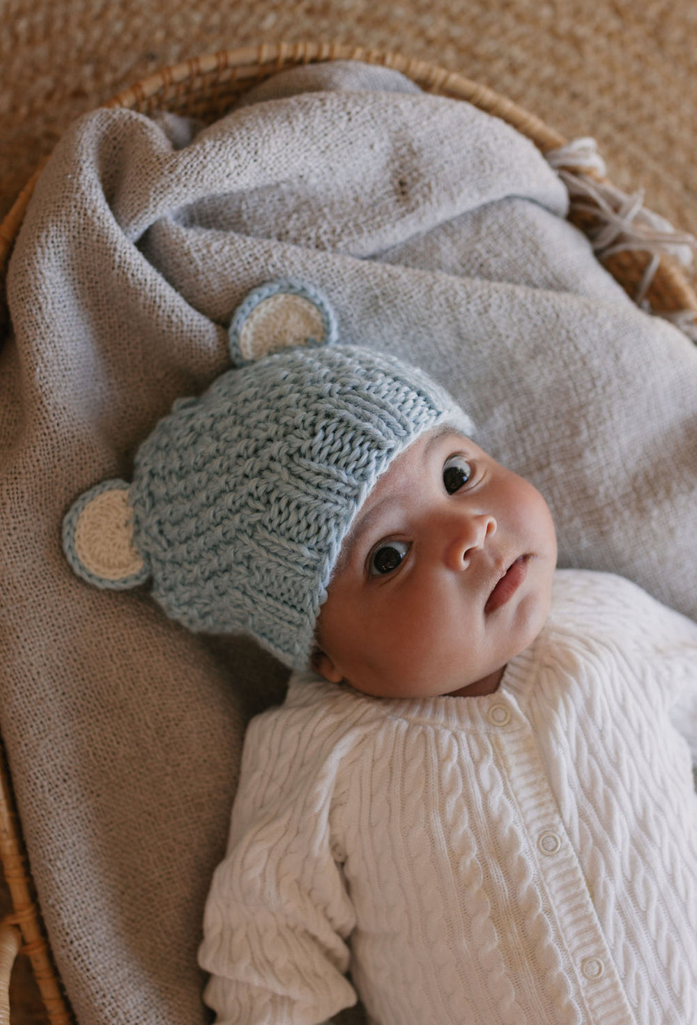 ACORN KIDS - BEAR BEANIE: BLUE [sz:XXS (0-3 MTHS)]