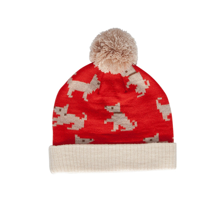 ACORN KIDS - PUPPY DOG MERINO BEANIE: RED & TAN [sz:XXS (0-3 MTHS)]