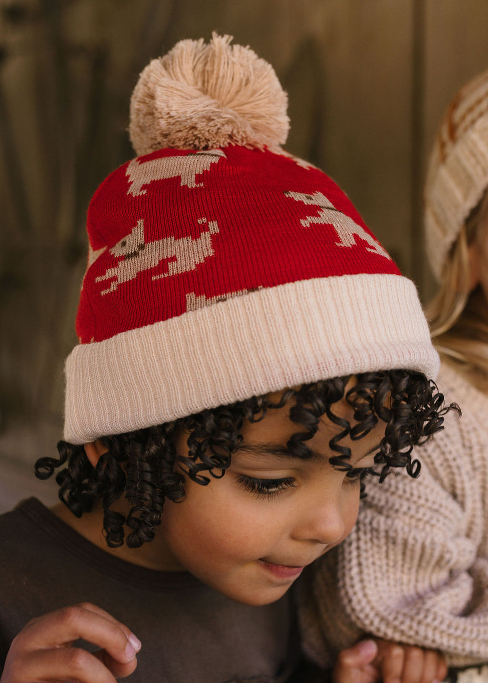 ACORN KIDS - PUPPY DOG MERINO BEANIE: RED & TAN [sz:XXS (0-3 MTHS)]
