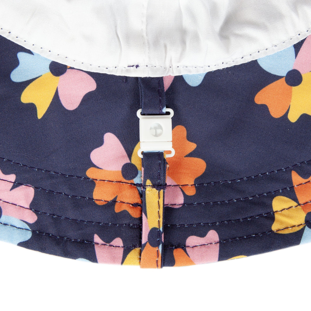 ACORN KIDS - WIDE BRIM SUNHAT: NAVY BLOOM [sz:S - 50CM/9-18 MTHS]