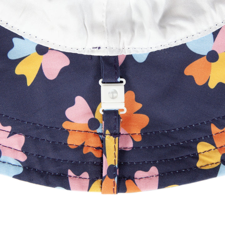 ACORN KIDS - WIDE BRIM SUNHAT: NAVY BLOOM [sz:S - 50CM/9-18 MTHS]