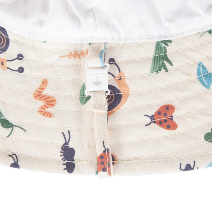 ACORN KIDS - WIDE BRIM BUCKET SUNHAT: GARDEN FRIENDS [sz:S - 50CM/9-18 MTHS]