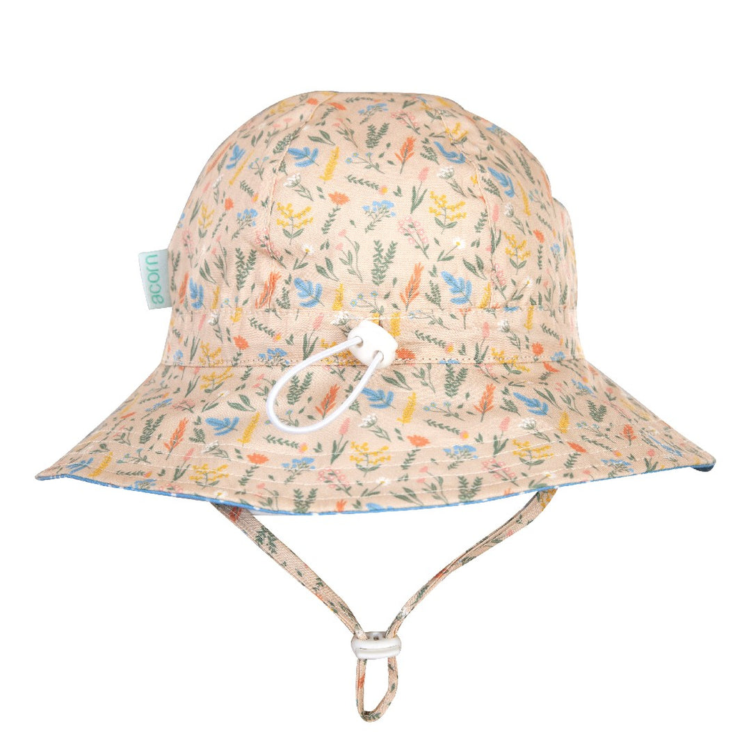 ACORN KIDS - WILDFLOWERS WIDE BRIM SUNHAT: CREAM MULTI