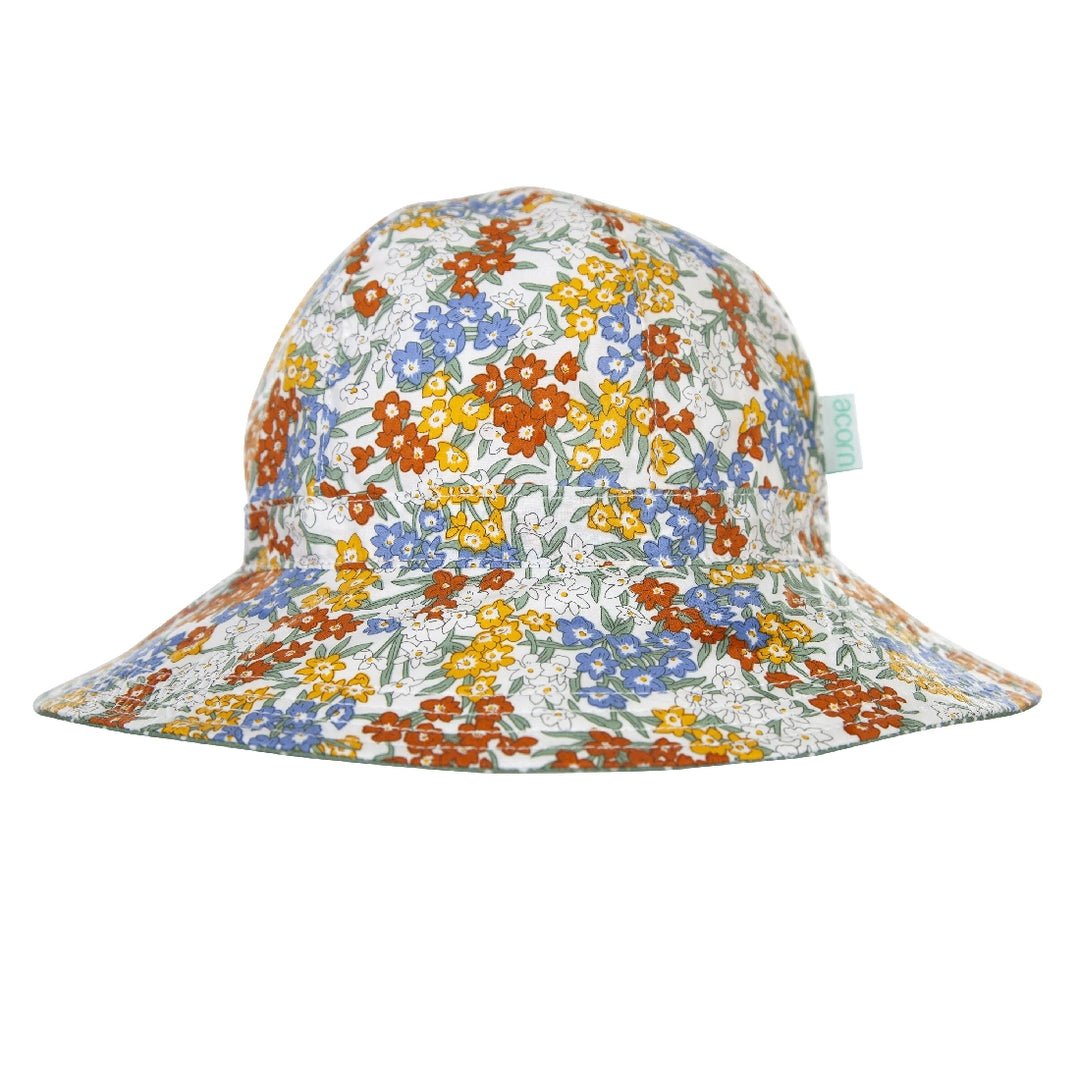 ACORN KIDS - MAEVE WIDE BRIM SUNHAT: GREEN/YELLOW