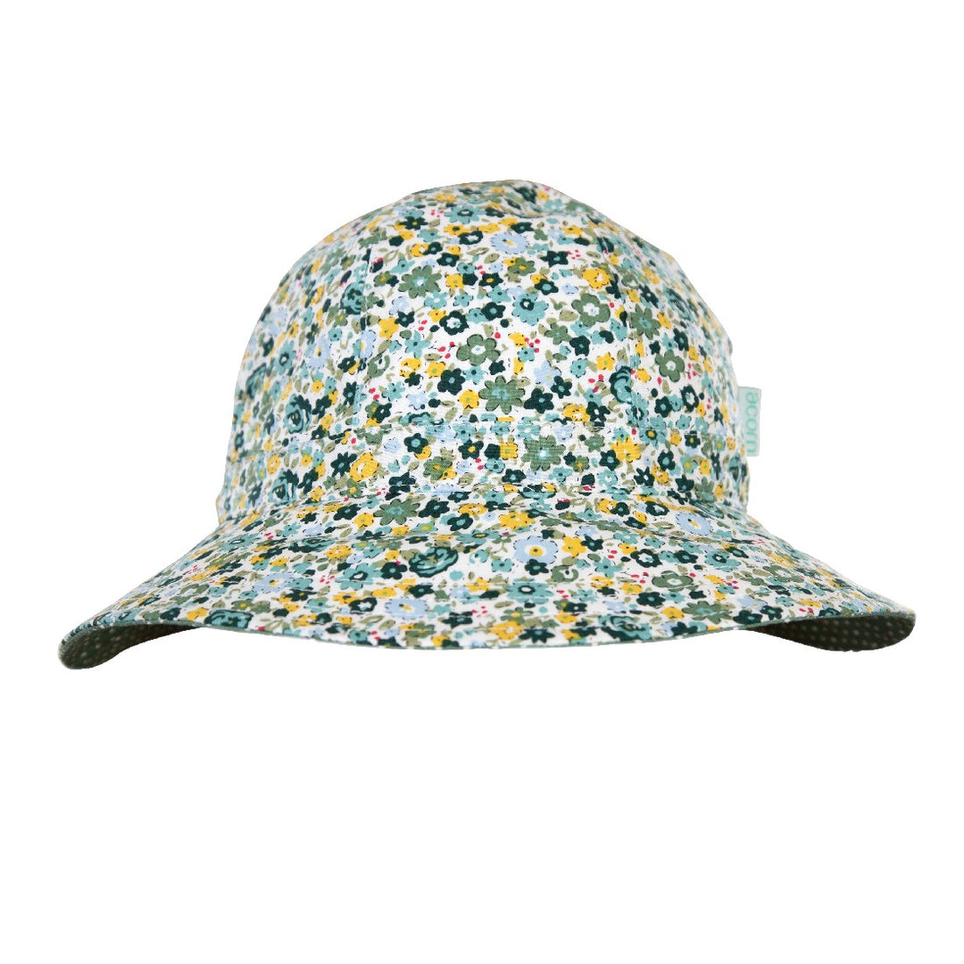 ACORN KIDS - MAEVE WIDE BRIM SUNHAT: GREEN/YELLOW
