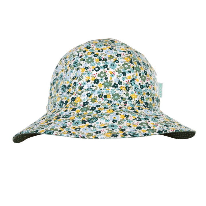 ACORN KIDS - MAEVE WIDE BRIM SUNHAT: GREEN/YELLOW