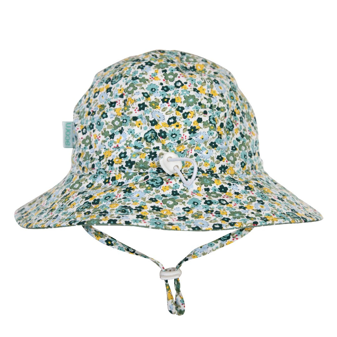 ACORN KIDS - MAEVE WIDE BRIM SUNHAT: GREEN/YELLOW
