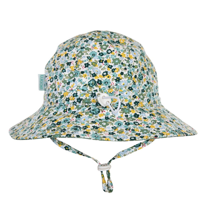 ACORN KIDS - MAEVE WIDE BRIM SUNHAT: GREEN/YELLOW