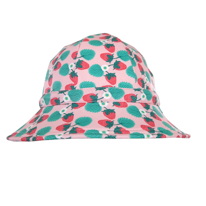 ACORN KIDS - STRAWBERRY WIDE BRIM SWIM HAT: PINK/MULTI