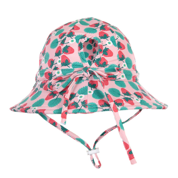 ACORN KIDS - STRAWBERRY WIDE BRIM SWIM HAT: PINK/MULTI