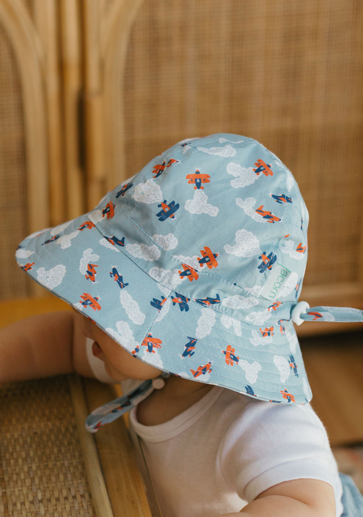 ACORN KIDS - INFANT WIDE BRIM SUNHAT: HIGH FLYERS [sz:XS - 46CM/0-9 MTHS]