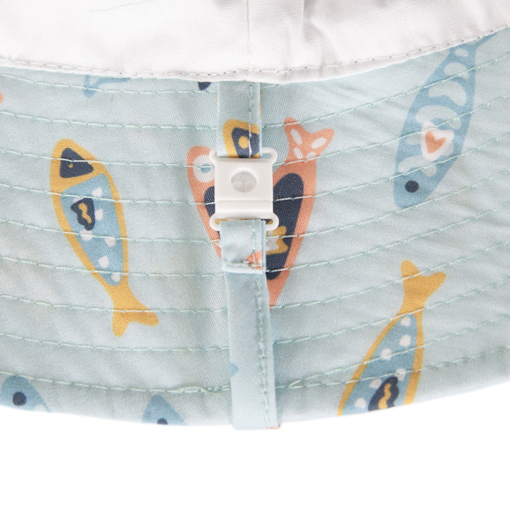 ACORN KIDS - WIDE BRIM BUCKET SUNHAT: RAINBOW FISH [sz:S - 50CM/9-18 MTHS]