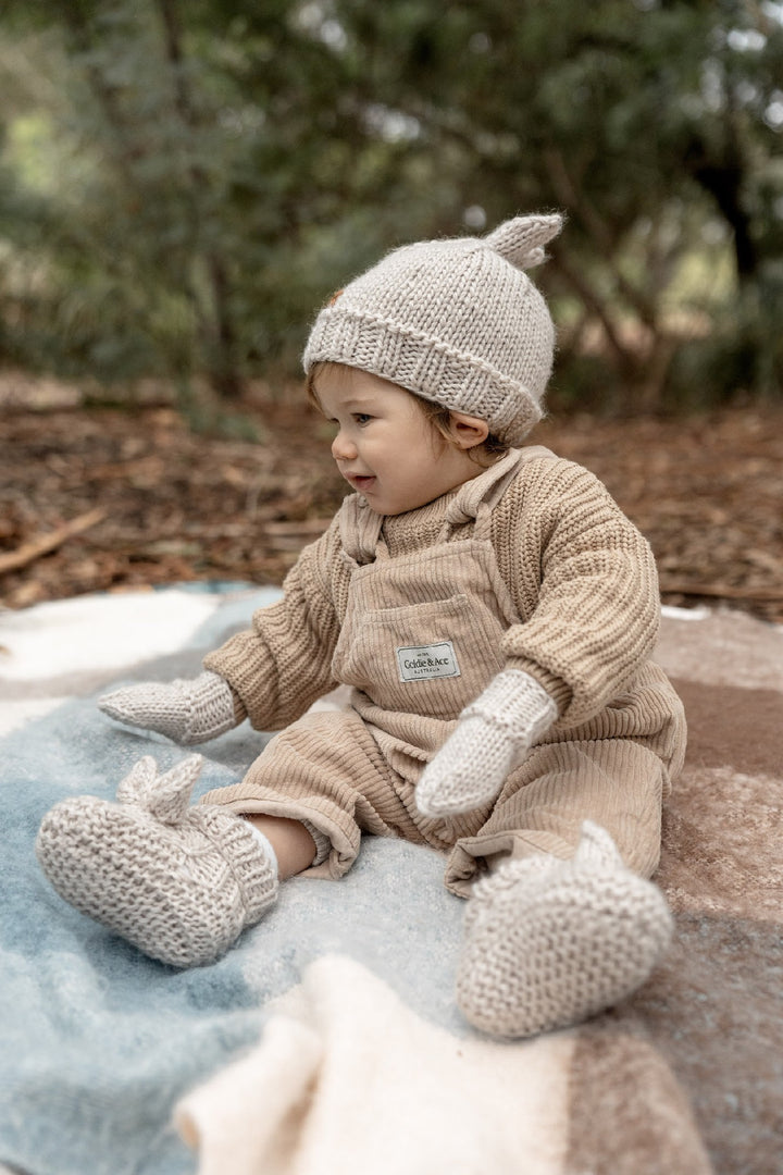ACORN KIDS - COTTONTAIL BABY BOOTIES: OATMEAL [sz:XXS (0-3 MTHS)]