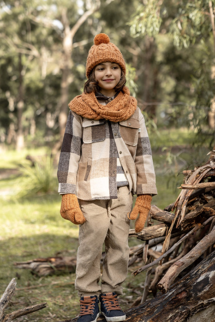 ACORN KIDS - FREE SPIRIT BEANIE: CARAMEL [sz:XXS - 0-3 MTHS]