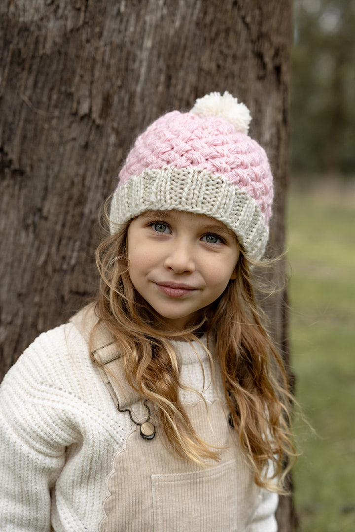ACORN KIDS - RIPPLES BEANIE: PINK [sz:XXS (0-3 MTHS)]