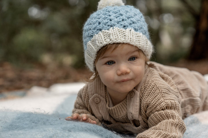 ACORN KIDS - RIPPLES BEANIE: BLUE [sz:XXS - 0-3 MTHS]