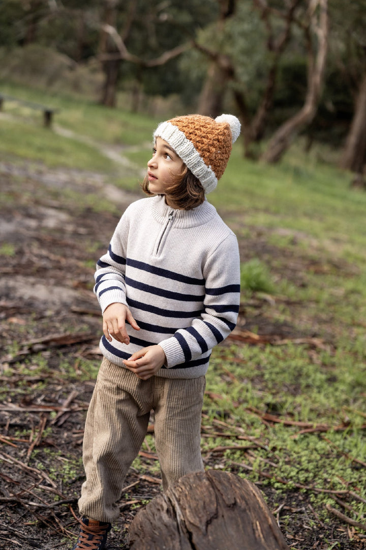 ACORN KIDS - RIPPLES BEANIE: CARAMEL [sz:XXS - 0-3 MTHS]