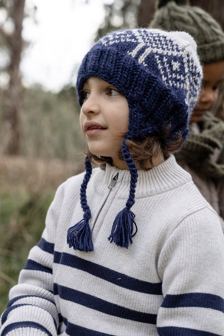ACORN KIDS - BJORN BEANIE: NAVY [sz:XS - 3-6 MTHS]
