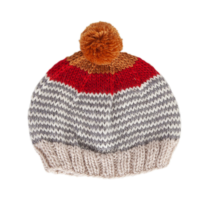 ACORN KIDS - HORIZON BEANIE: GREY STRIPE [sz:XXS - 0-3 MTHS]