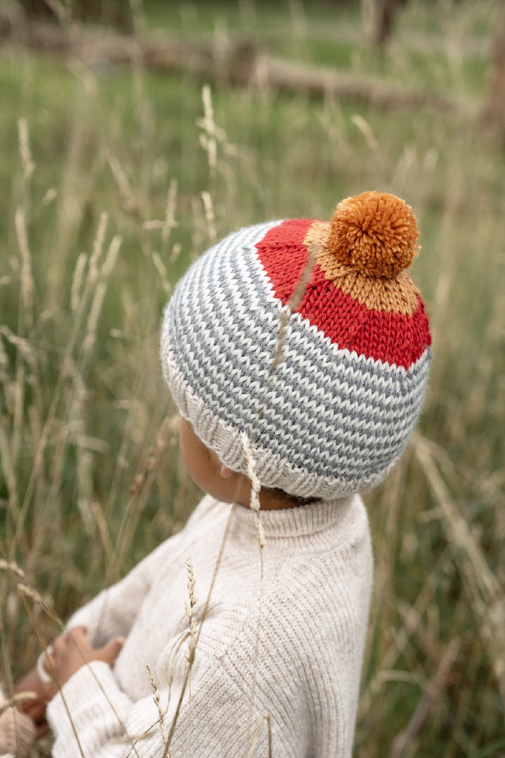 ACORN KIDS - HORIZON BEANIE: GREY STRIPE [sz:XXS - 0-3 MTHS]