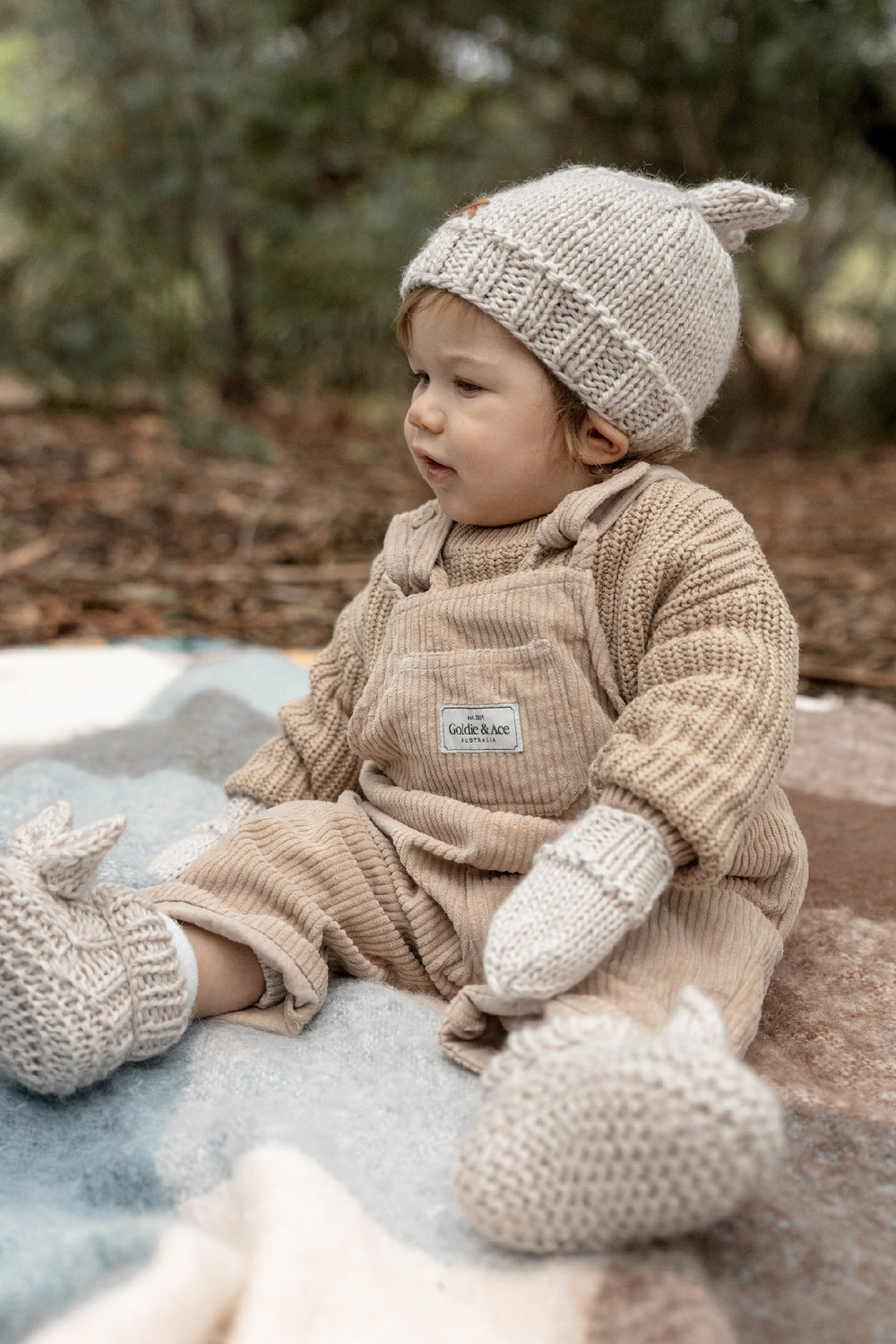 ACORN KIDS - COTTONTAIL BABY MITTENS: OATMEAL [sz:XS - 3-6 MTHS]