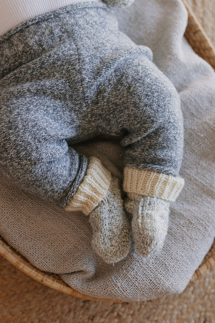 ACORN KIDS - SPRINGBUD MERINO BOOTIES: CLOUD MARLE [sz:XXS (0-3 MTHS)]