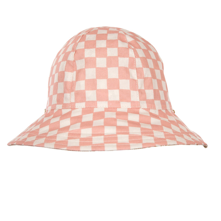 ACORN KIDS - DAISY CHAIN WIDE BRIM REVERSIBLE SUNHAT: GOLD, CREAM AND PINK [sz:S - 50CM/9-18 MTHS]